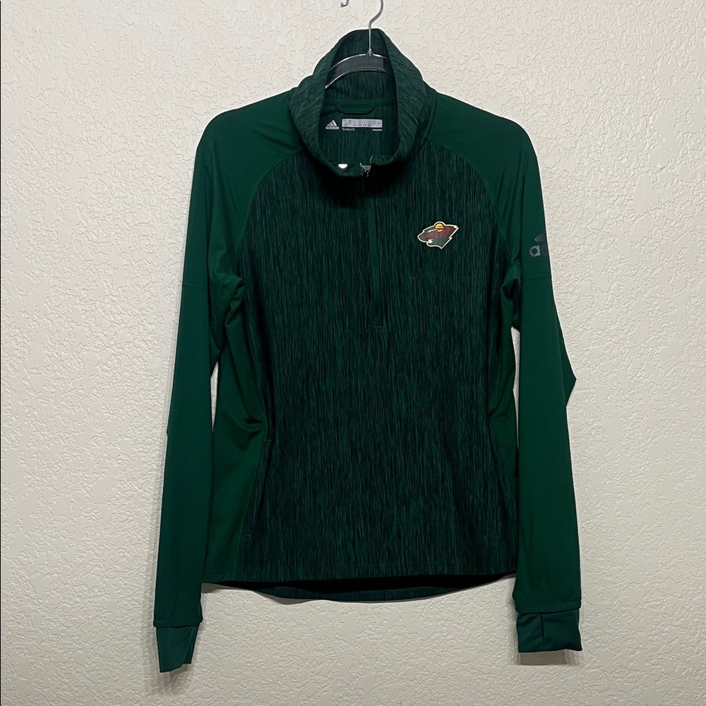 Adidas Women's Forest Green Quarter-Zip active top